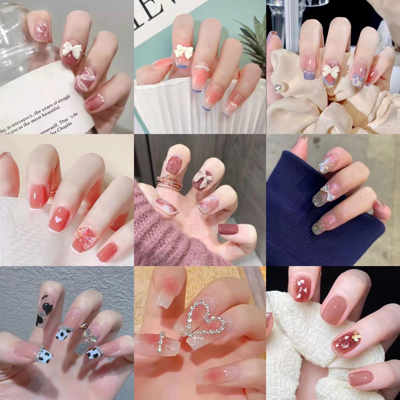 Wholesale Custom Luxury Fake Nails Colorful Matte Ballerina Artificial False Nails Kiss Heart Press On Nails With Diamond