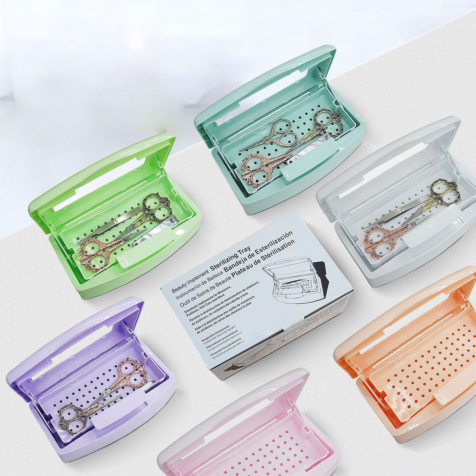 Manicure Disinfection Filter Nail Cleaning Box Plastic Sterile Tray For Nail Tools