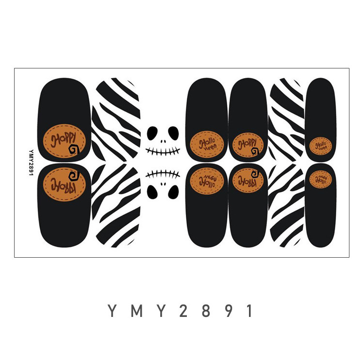 Free Shipping YMY 2022 Party Decor Holiday Nail Stickers Non Toxic Bat Pumpkin Funny Skull Halloween Custom Nail Wraps