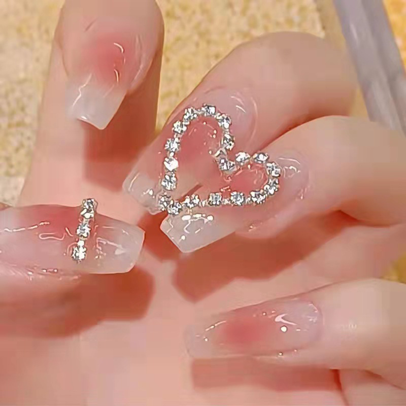 Wholesale Custom Luxury Fake Nails Colorful Matte Ballerina Artificial False Nails Kiss Heart Press On Nails With Diamond