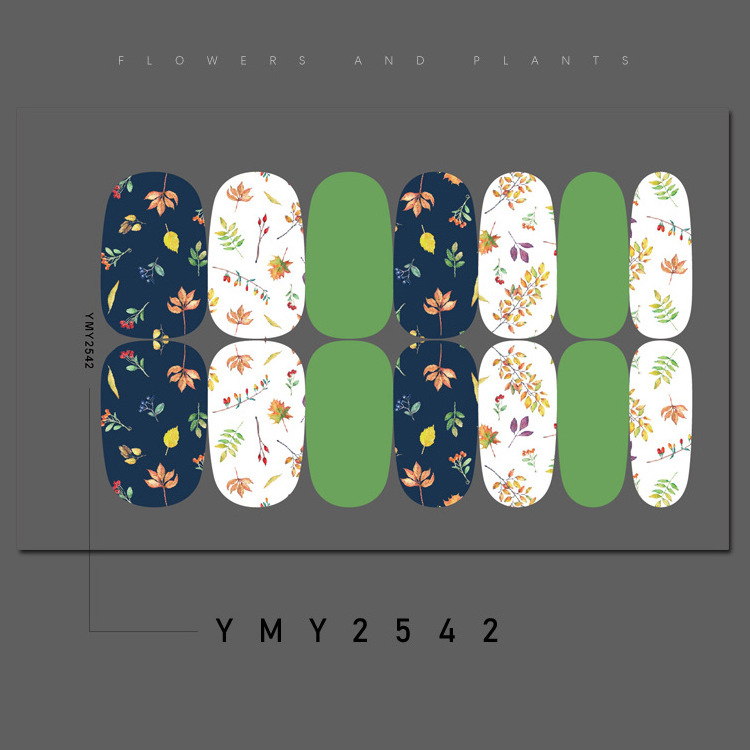 Free Shipping YMY Autumn Nail Design Squirrel Self-Adhesive Nail Decals Maple Leaf Fall Full Thanksgiving Nail Wrap Stickers