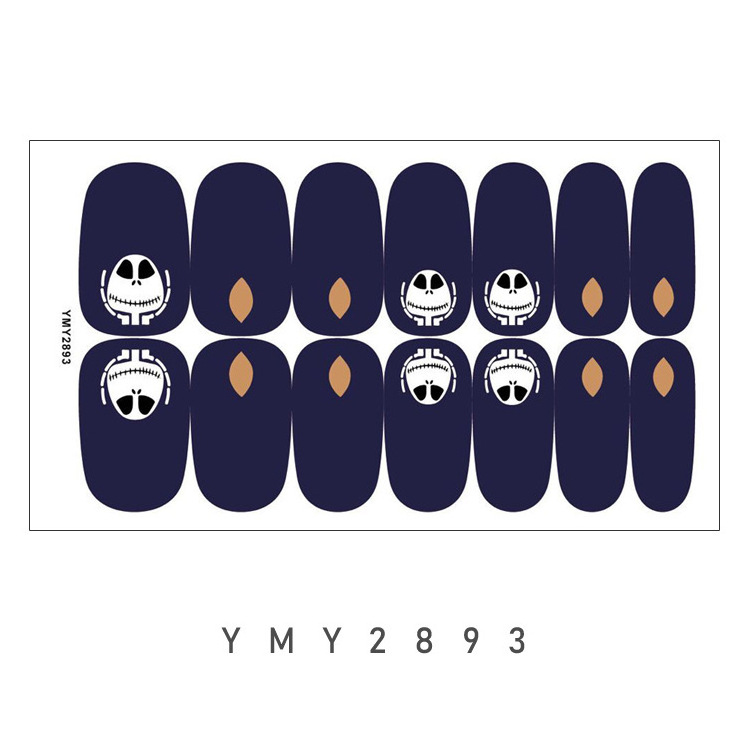 Free Shipping YMY 2022 Party Decor Holiday Nail Stickers Non Toxic Bat Pumpkin Funny Skull Halloween Custom Nail Wraps