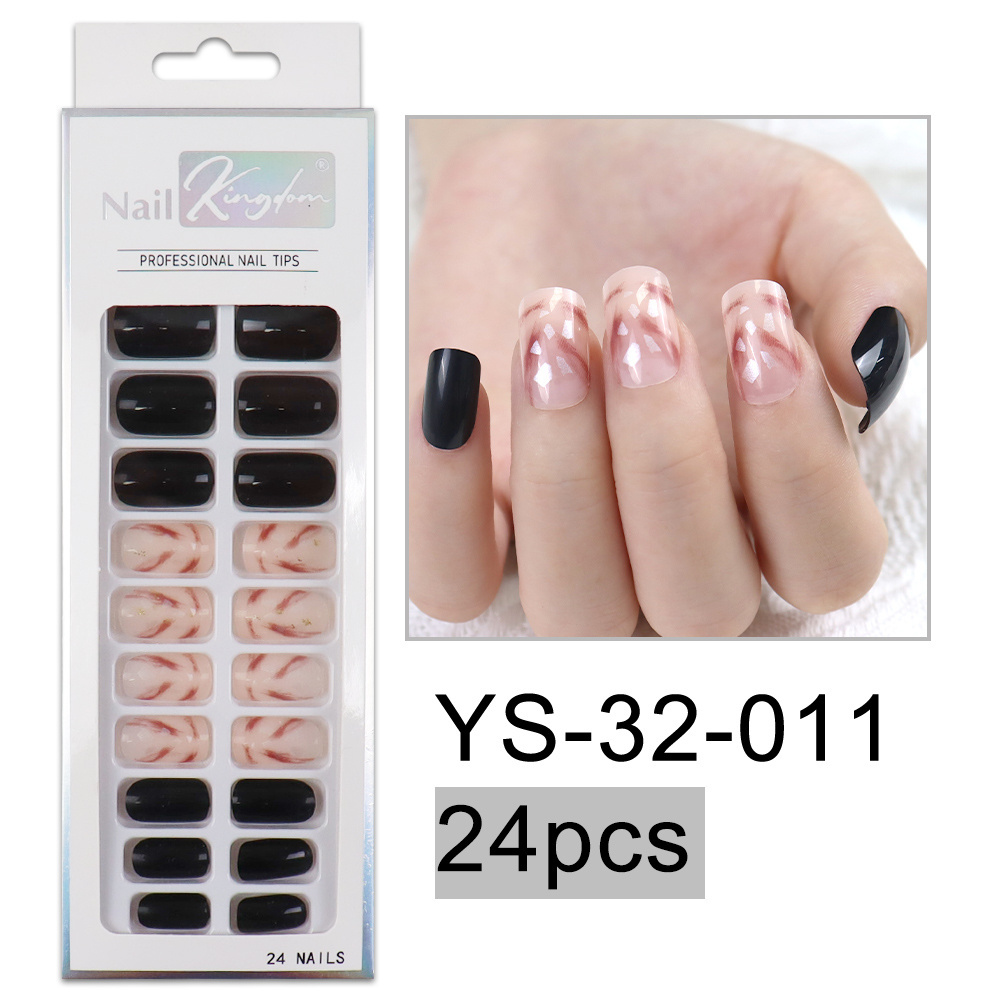 Custom Private Label Glue on Nails Acrylic Full Cover Red Flower Short Square Press on Nail with Designs