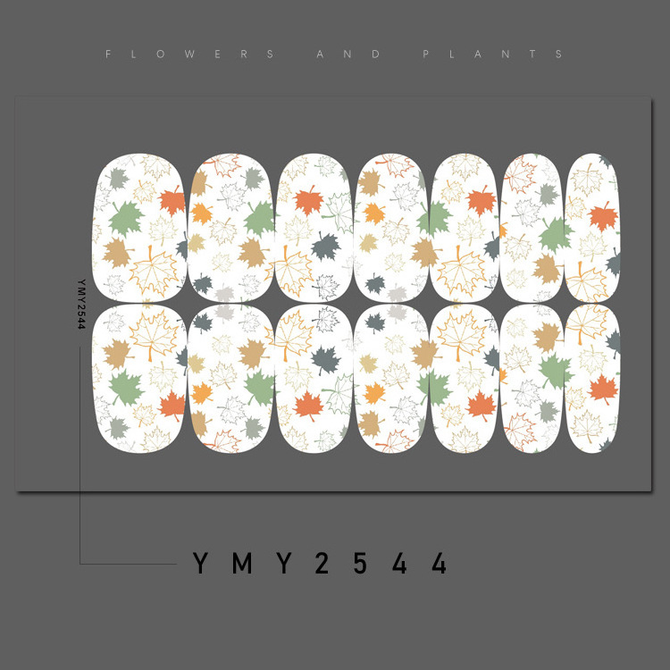 Free Shipping YMY Autumn Nail Design Squirrel Self-Adhesive Nail Decals Maple Leaf Fall Full Thanksgiving Nail Wrap Stickers