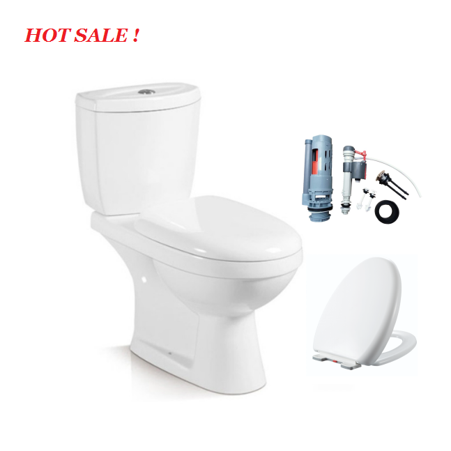 Powerful flush ceramic bathroom two piece WC's toilets in water closet design for Ghana market