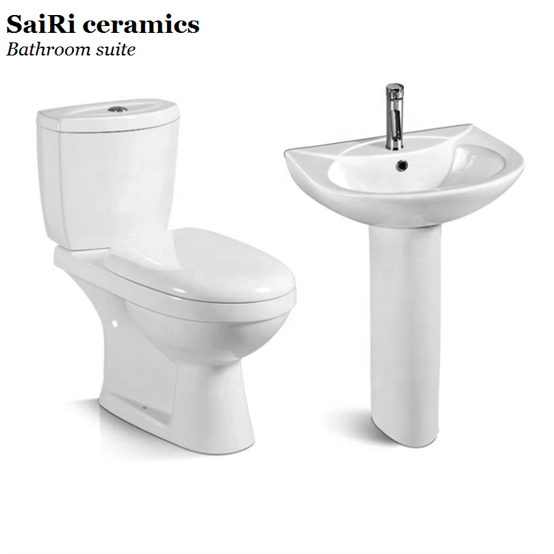 Powerful flush ceramic bathroom two piece WC's toilets in water closet design for Ghana market