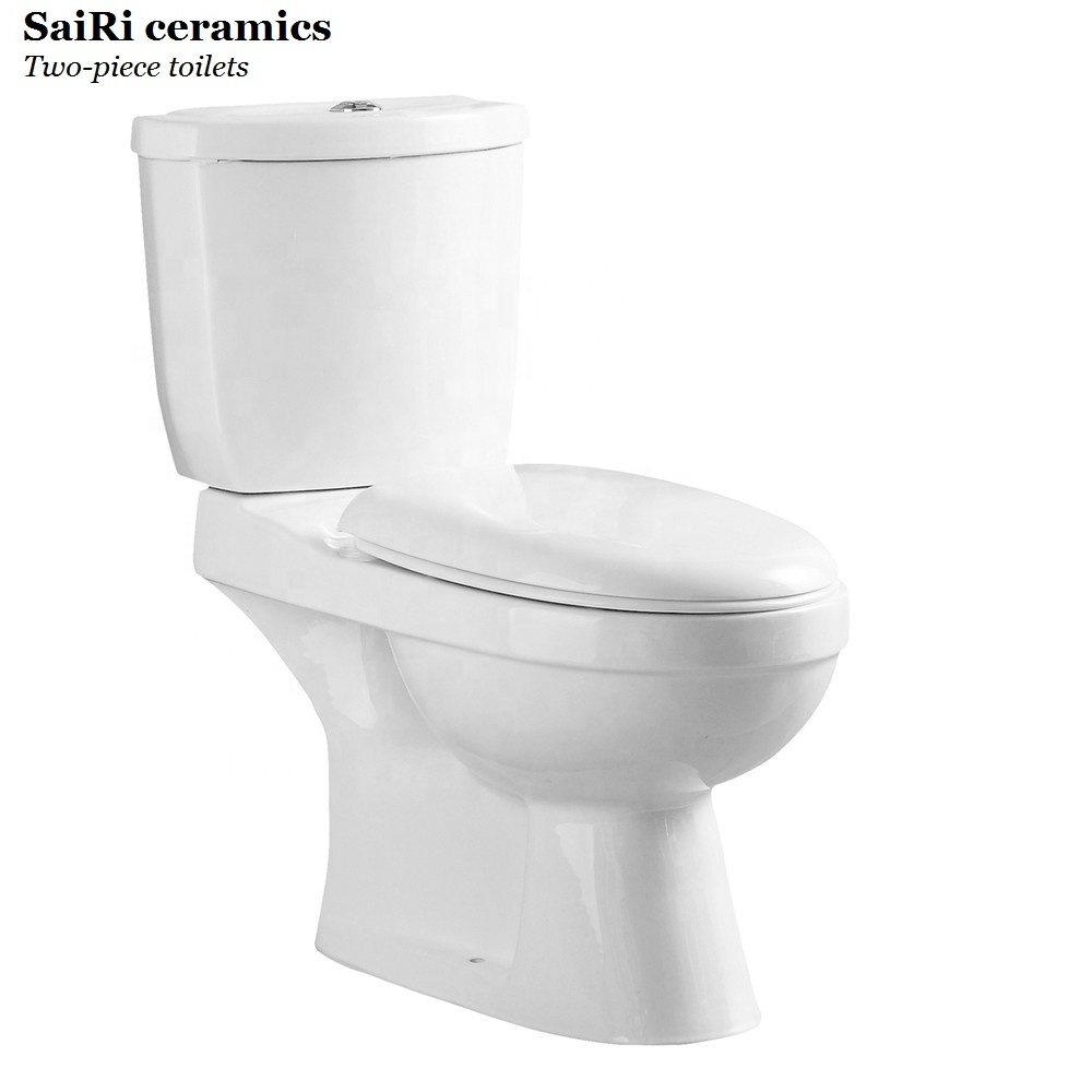 Powerful flush ceramic bathroom two piece WC's toilets in water closet design for Ghana market