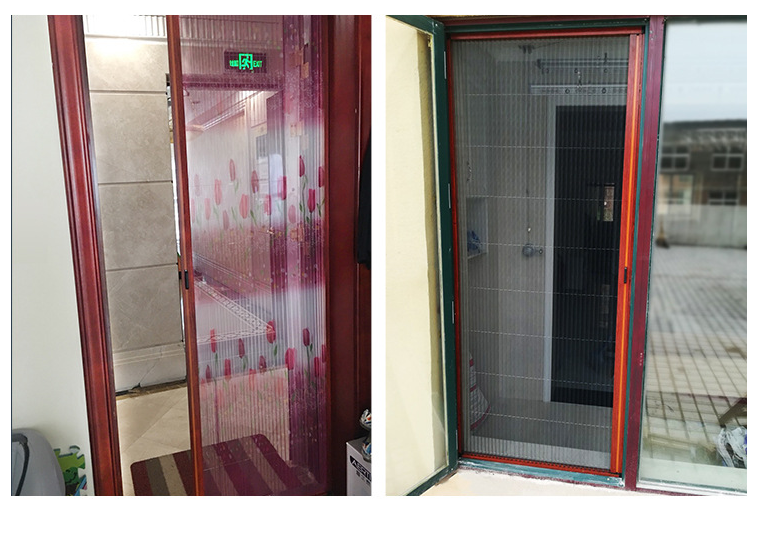 Aluminum frame fiberglass screen trackless retractable screen door flyscreen sliding door