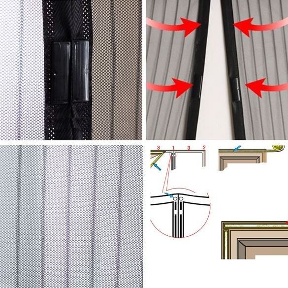 Easy Adhesive Installation Magnetic Fly Screen Door, Insect Screen Mosquito Door Net, Magnetic Curtain Room/Balcony/Patio Door