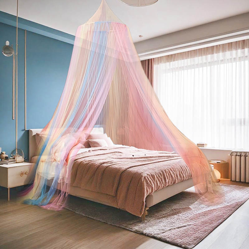 100% Polyester Room Bed Netting for Twin Single Full Queen Size Bed Princess Rainbow Mosquito Net