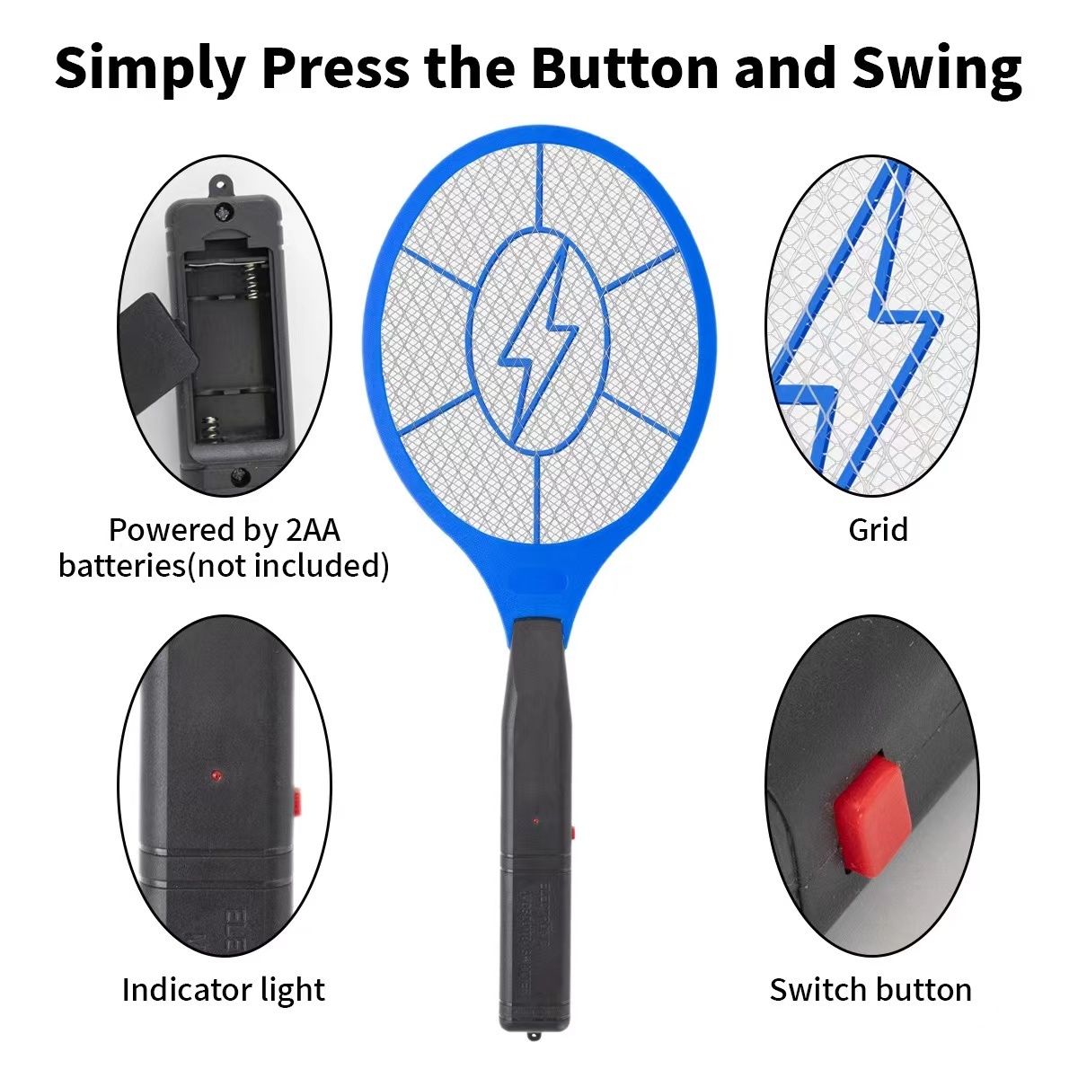 OT SELLING Rechargeable Battery Electric Mosquito Swatter Handheld Electric Fly Mosquito Killer Bug Zapper Mosquito Swatter