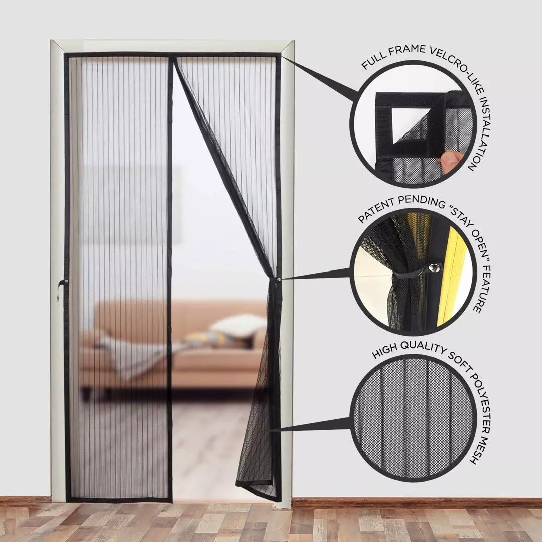 Best Reviews Custom Size Anti Mosquito Mesh Curtain Magnetic Screen Door with Tacks