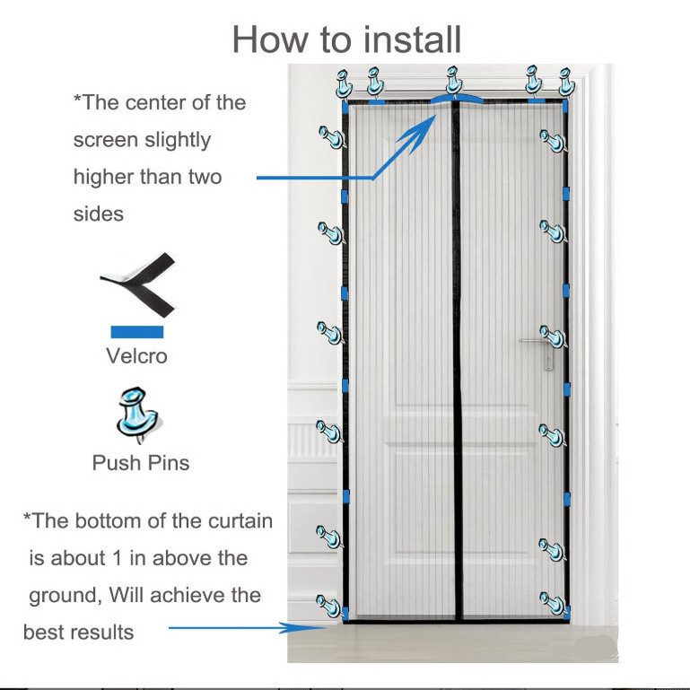 Best Reviews Custom Size Anti Mosquito Mesh Curtain Magnetic Screen Door with Tacks