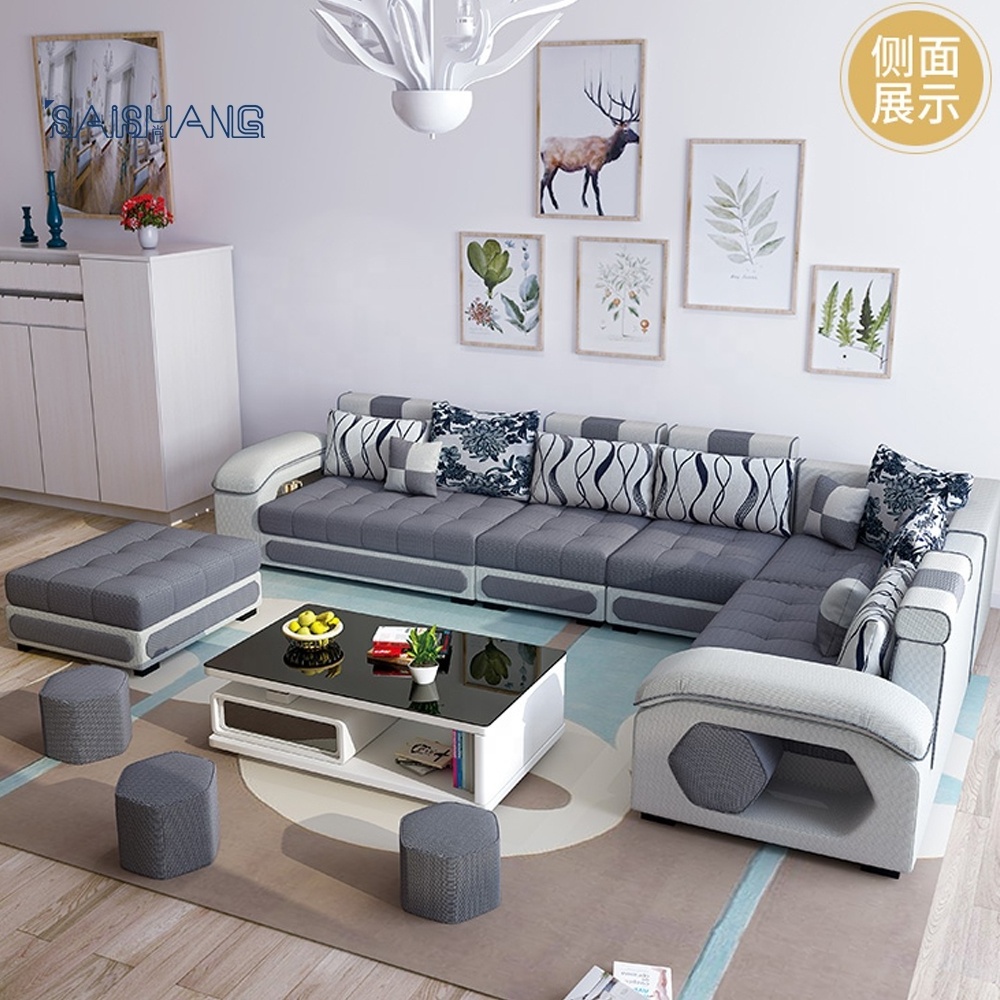 Top seller Wholesale U shaped sectional sofas bed storage flannelette head adjustable Velvet Corner Sofa Living Room