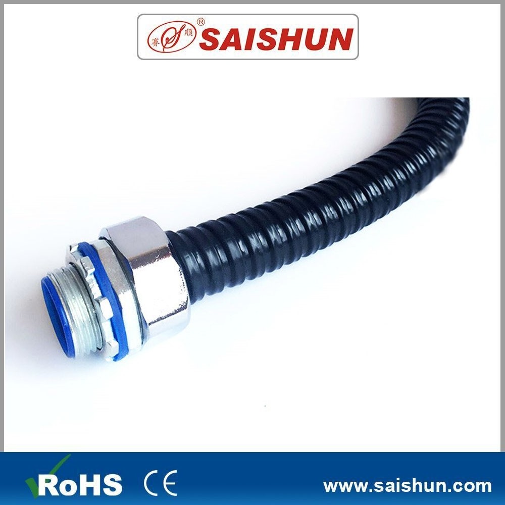 Wholesale customized black corrugated Conduit tubes electrical PA6 coated metal cable flexible steel conduit pipe