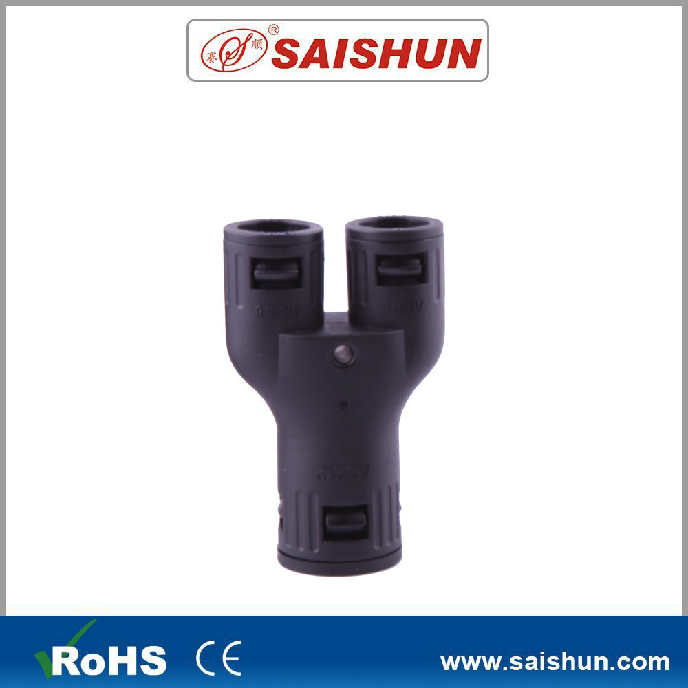 factory wholesale price soft Black 3 way Y shaped flexible Corrugated Conduit nylon hose pipe union Connector