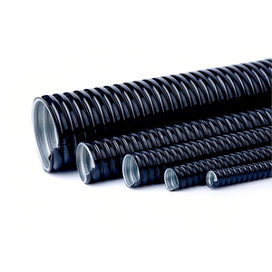 Wholesale customized black corrugated Conduit tubes electrical PA6 coated metal cable flexible steel conduit pipe