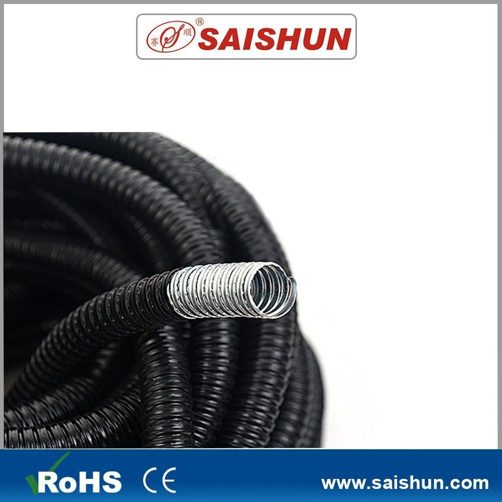 Wholesale customized black corrugated Conduit tubes electrical PA6 coated metal cable flexible steel conduit pipe