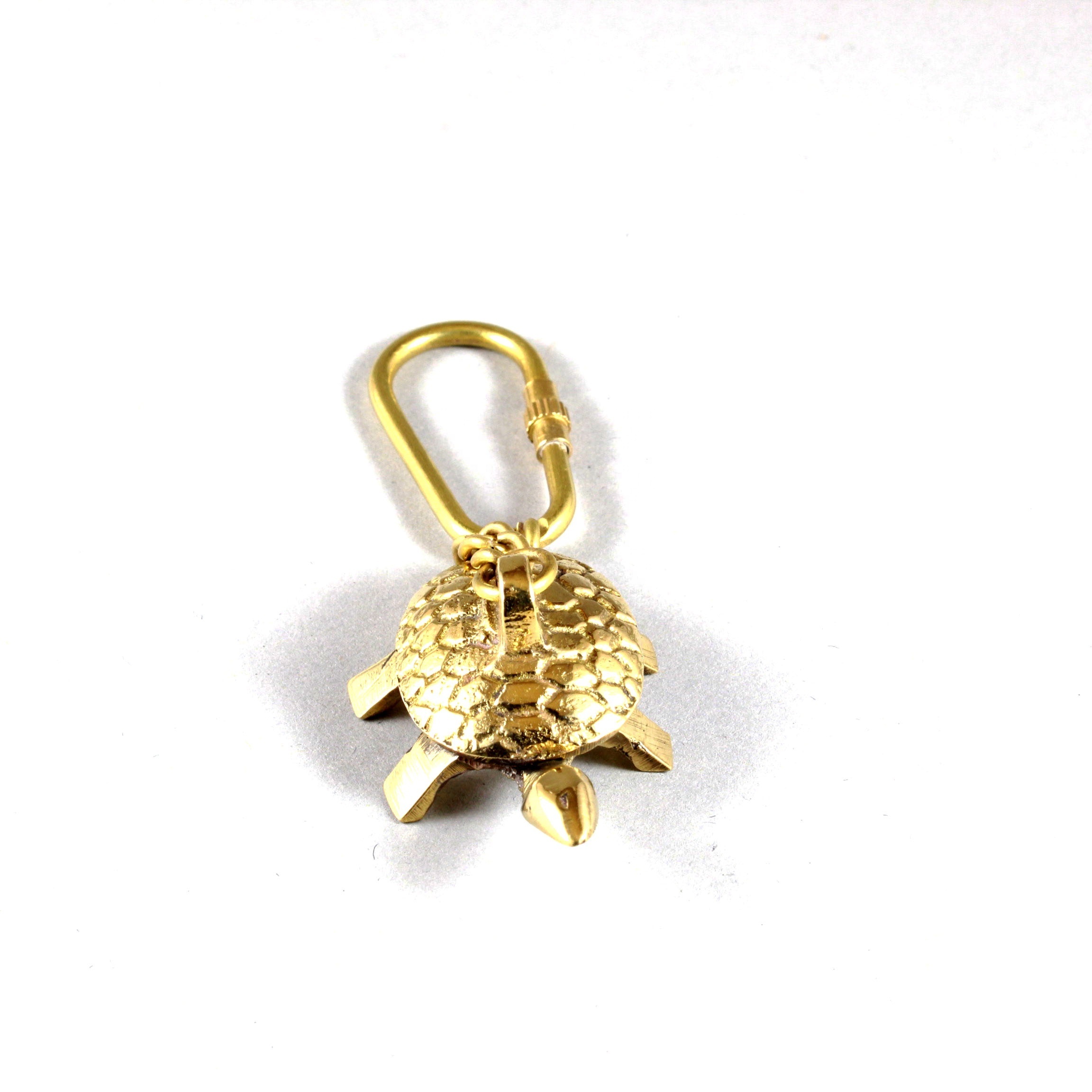 Brass Nautical Small Mini Tortoise Turtle Keychain Keyring KeyHolder with Brass Loop