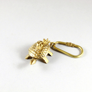 Brass Nautical Small Mini Tortoise Turtle Keychain Keyring KeyHolder with Brass Loop