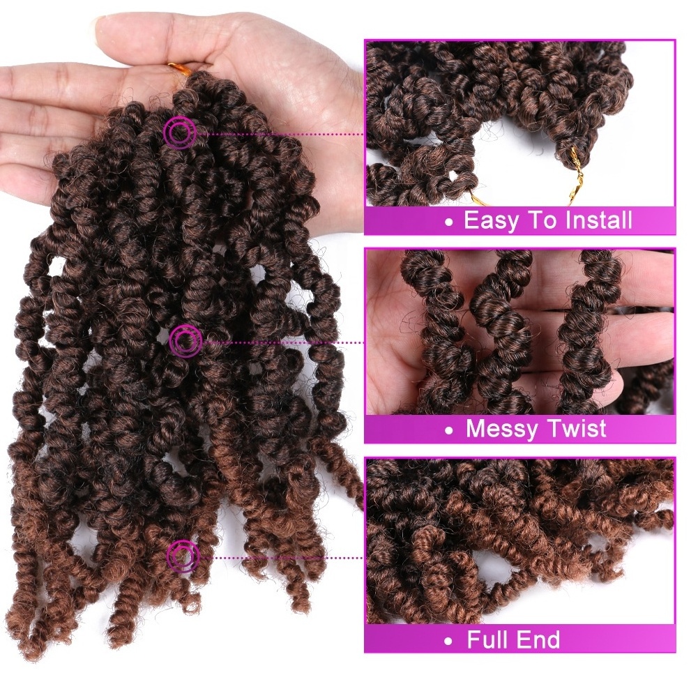 Wholesale Hot Selling Afro Twist Bomb Twist Crochet Braid Hair Curly End Pre-twisted Spring Twist