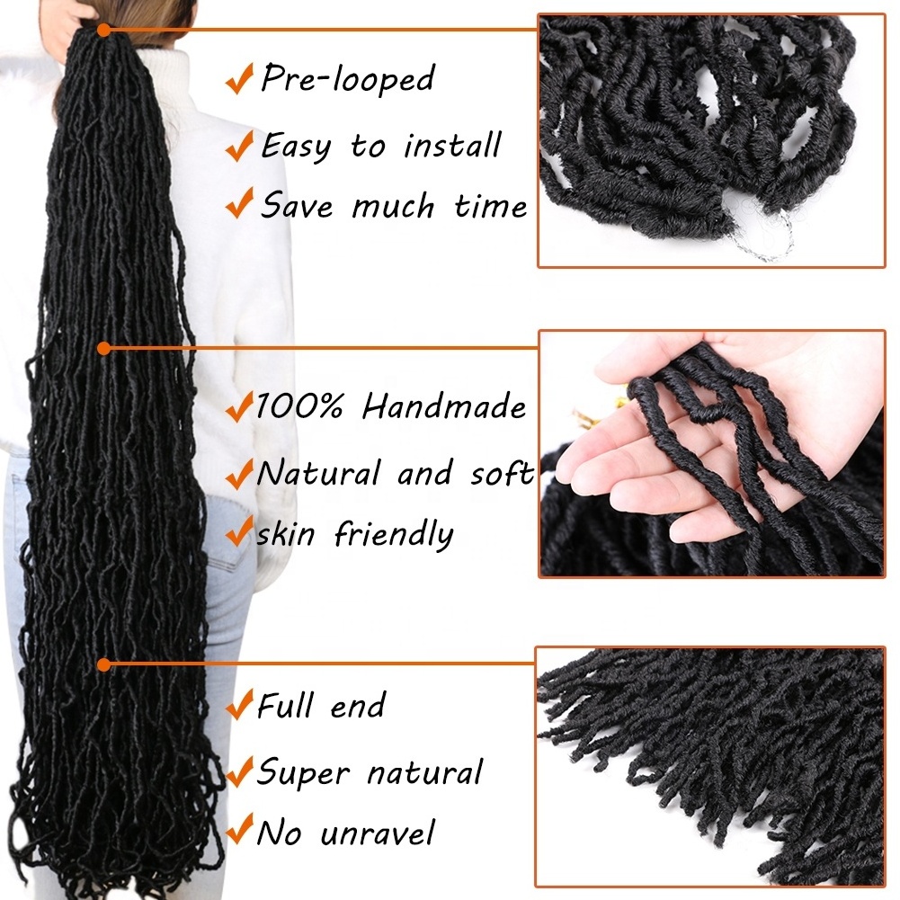 Faux Locs Long Curly Dreadlocks Pre Looped 14 18 24 36 Inch Soft Locs Crochet Hair Faux Locs