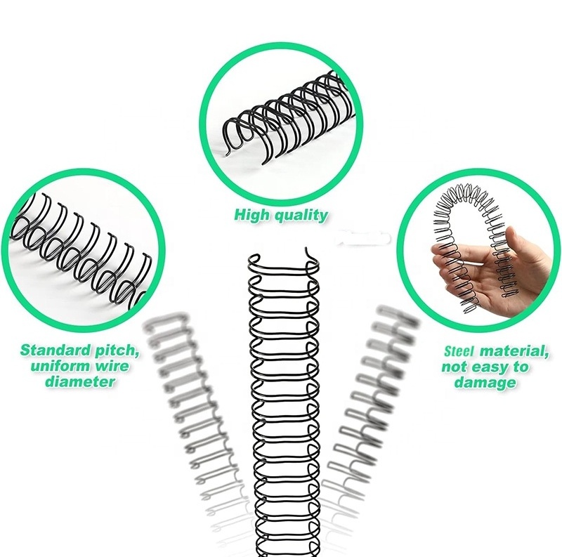 SAITAO 100 Pcs Twin Loop Wire Binding Spines 3:1/2:1 Pitch Office Supplies A4 A3 Notebook Report Binding Wire