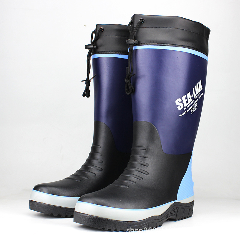 Rain boots men's four seasons water shoes cotton boots high tube can add velvet lining soft non-slip men's rubber shoes.