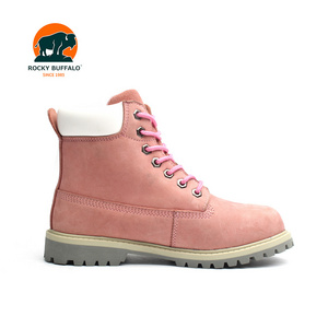 Rocky Buffalo Fashion  Steel Toe  Iron Steel Pink Cheap Lightweight Safety Boots For Women Lady