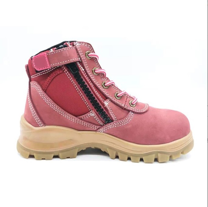 ROCKY BUFFALO BRAND pink Suede Leather Australia Work Boots Non Slip Safety Hard Work Steel Toe Shoes for Women