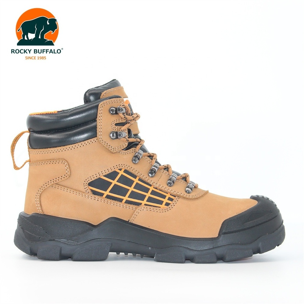 Rocky Buffalo Heavy Duty Rubber Outsole Nubuck+Rubber Upper Middle Cut Safety Shoes/Boots