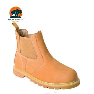 Rocky Buffalo Genuine Nubuck Leather Industrial Safety Shoes Slip On Steel Toe Safety Boots