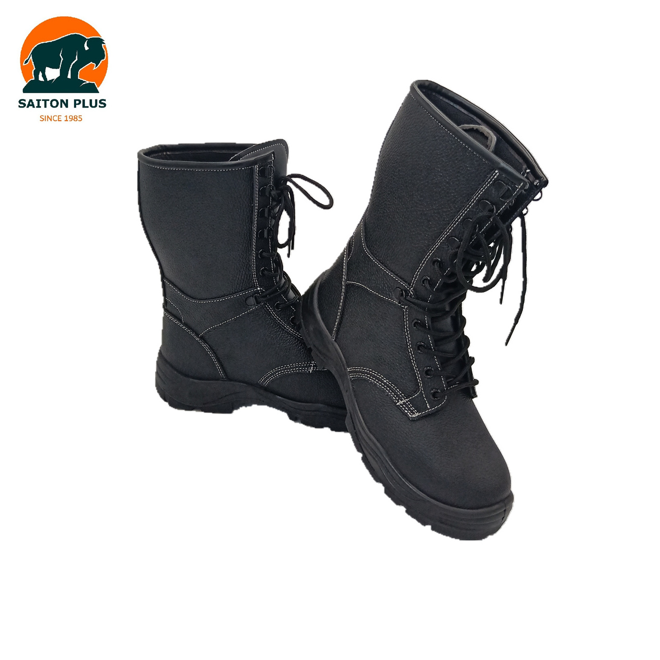 Saiton Plus Men Genuine Leather High Knee Safety boots With Steel Toe Wholesales PU Fur in Europe platform tough outdoor heavy