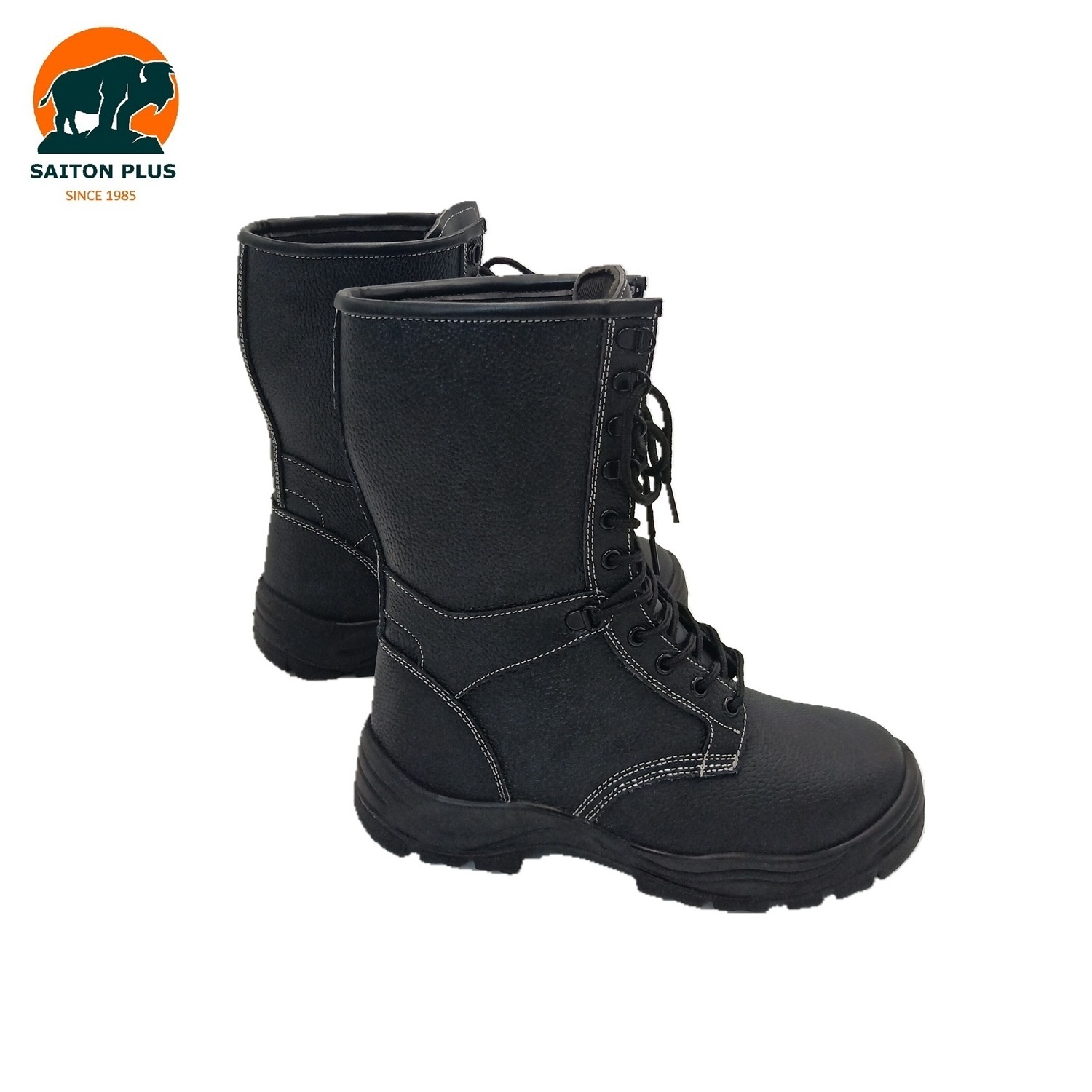 Saiton Plus Men Genuine Leather High Knee Safety boots With Steel Toe Wholesales PU Fur in Europe platform tough outdoor heavy