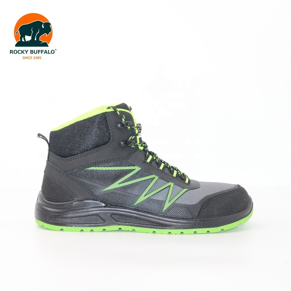 Rocky Buffalo 2024 New Designed Women/Men Steel Toe+Steel Plate KPU+Nubuck Leather Oxford Cloth Collar Sport Safety Shoes