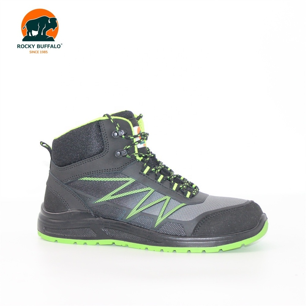 Rocky Buffalo 2024 New Designed Women/Men Steel Toe+Steel Plate KPU+Nubuck Leather Oxford Cloth Collar Sport Safety Shoes