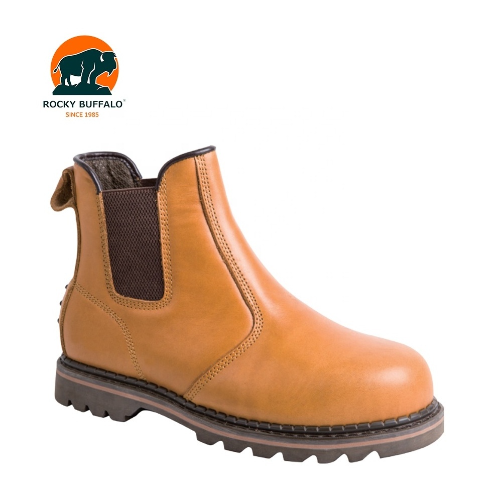 Rocky Buffalo Genuine Nubuck Leather Industrial Safety Shoes Slip On Steel Toe Safety Boots