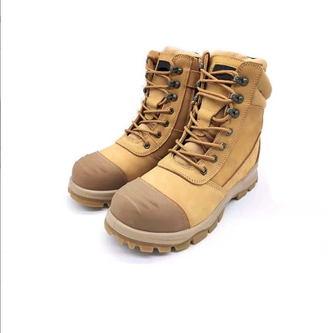 High quality Australia hit and stab proof steel toe men shoes safety leather brown safety work boots for men