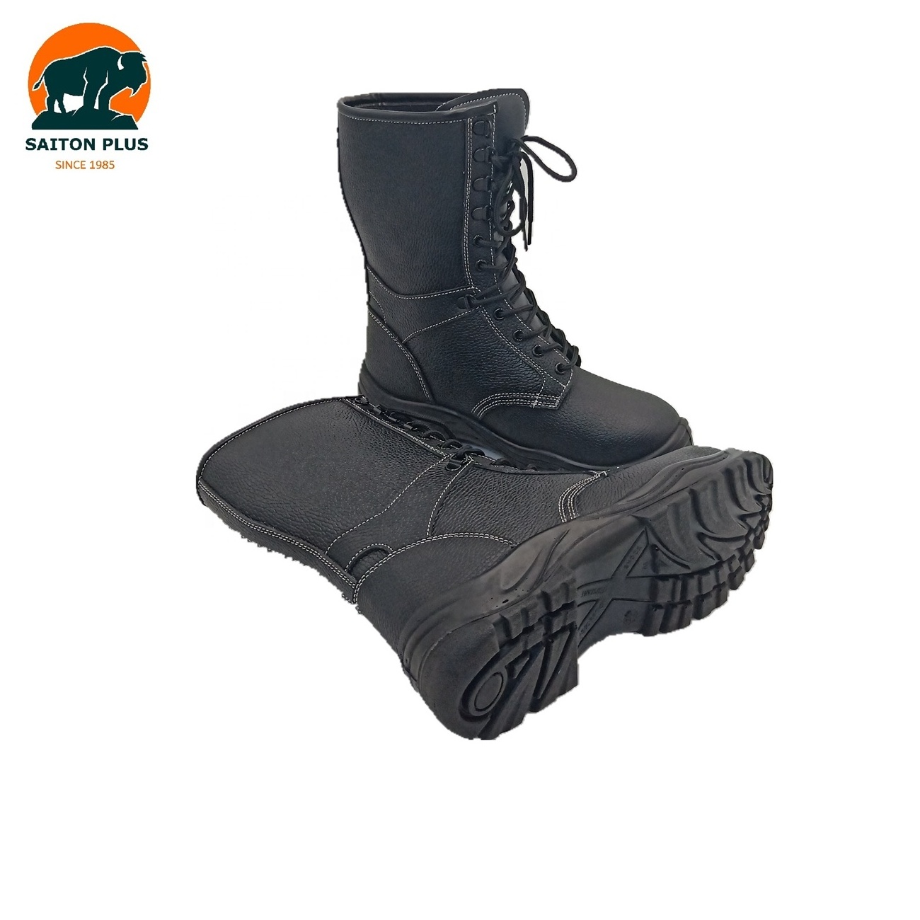 Saiton Plus Men Genuine Leather High Knee Safety boots With Steel Toe Wholesales PU Fur in Europe platform tough outdoor heavy