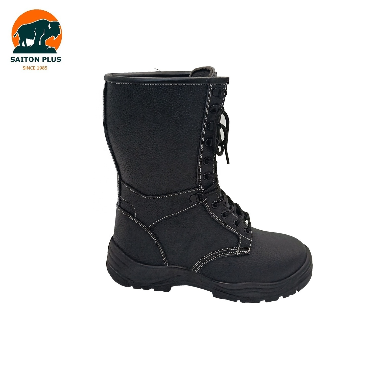 Saiton Plus Men Genuine Leather High Knee Safety boots With Steel Toe Wholesales PU Fur in Europe platform tough outdoor heavy