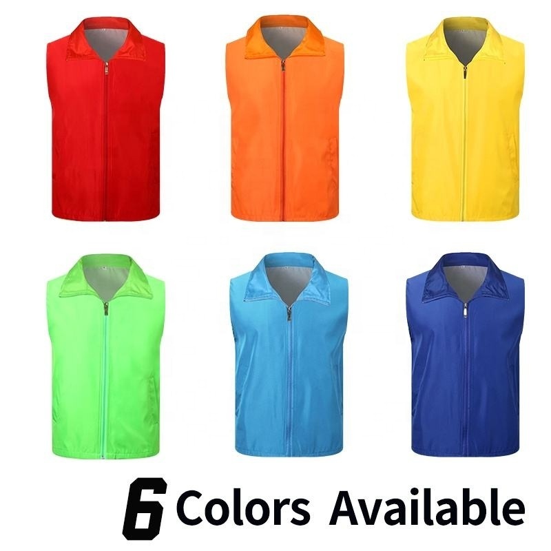 Custom breathable Quick Drying Volunteers worker vest advertising vest with zipper