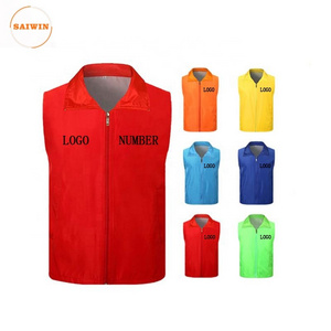 Custom breathable Quick Drying Volunteers worker vest advertising vest with zipper