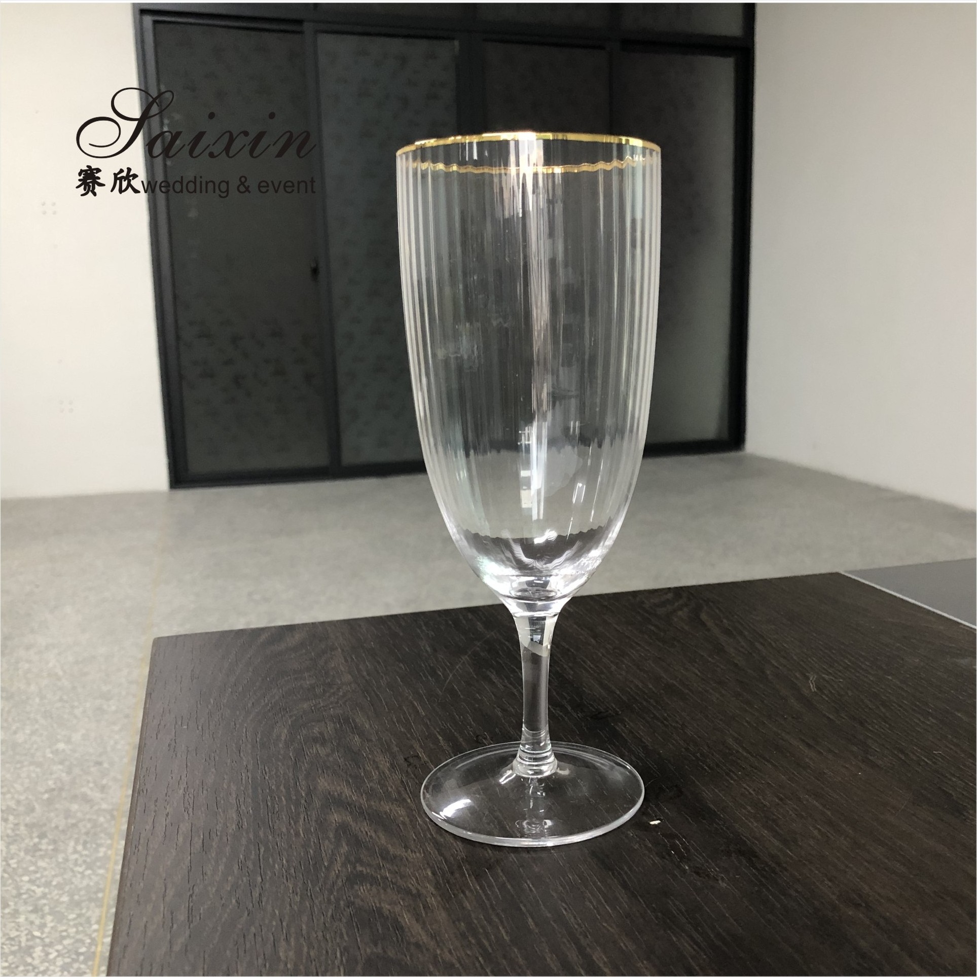 Factory hot sale funky set gold edge clear wine champagne water glasses For Party