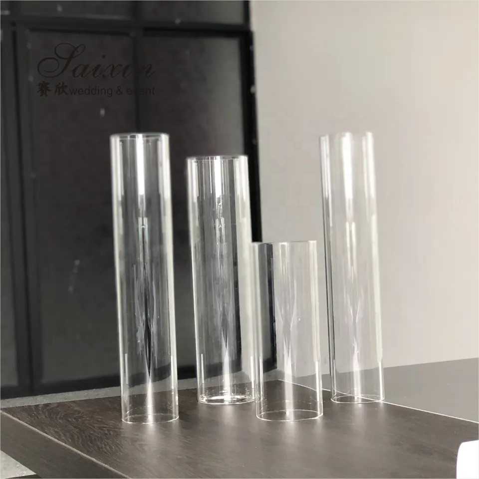 Hot Sale Custom Size Cylinder Candle Holder Glass Chimney  Simple Wedding Decoration Clear Candle Holder