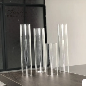 Hot Sale Custom Size Cylinder Candle Holder Glass Chimney  Simple Wedding Decoration Clear Candle Holder