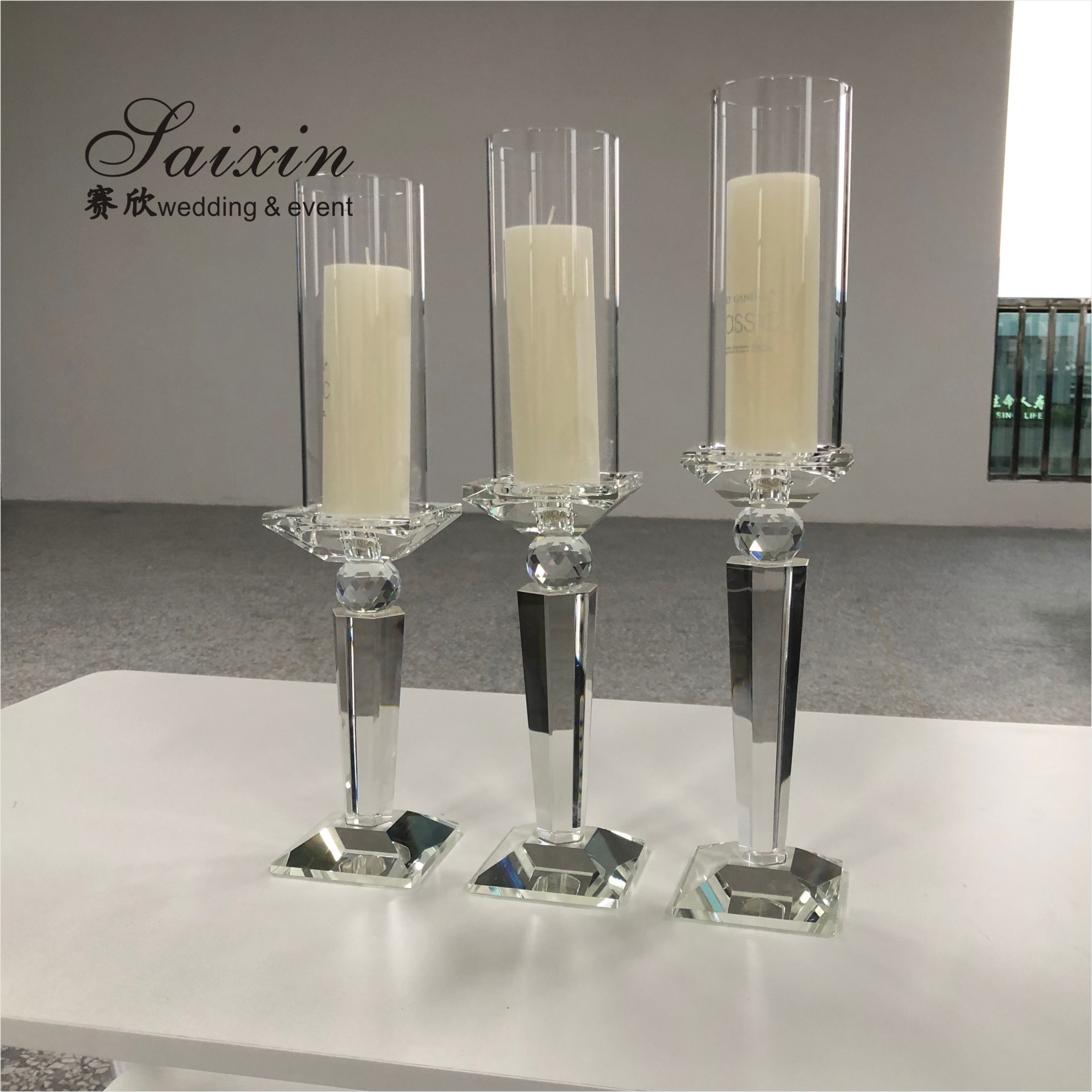 ZT-017 Clear Candle Holder 3 pcs Set Wedding Decor Supplies Short Table Centerpiece Crystal Candlestick Holder