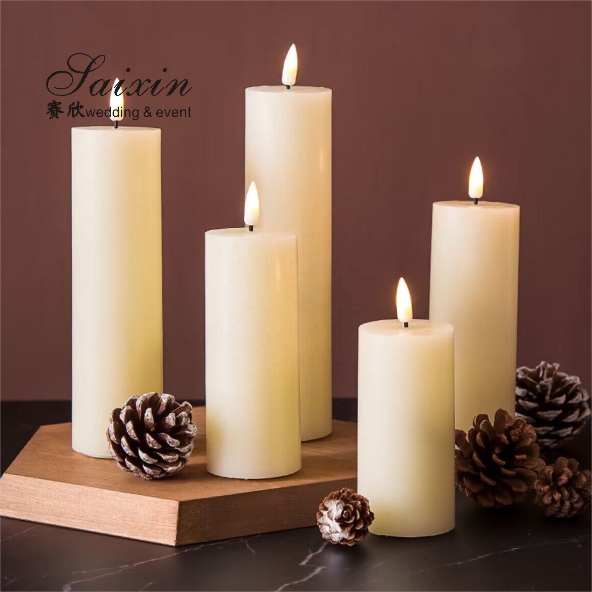 Factory Wholesale  good quality different size LED pillar candles  for party