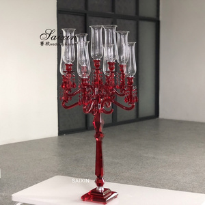 ZT-101R  9 arms Red colors crystal glass  candelabra wedding table centerpieces