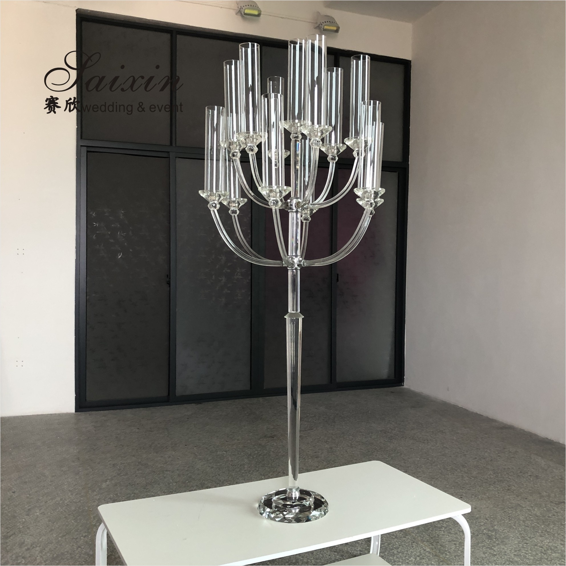 ZT-575 New wedding centerpieces  13 arms tall crystal candle holder