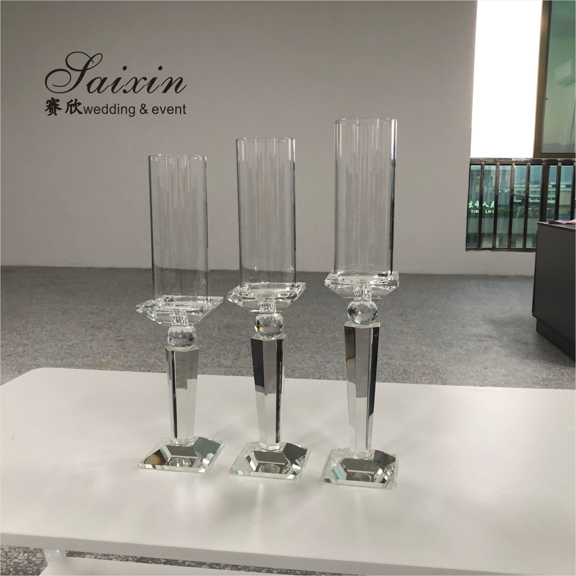 ZT-017 Clear Candle Holder 3 pcs Set Wedding Decor Supplies Short Table Centerpiece Crystal Candlestick Holder